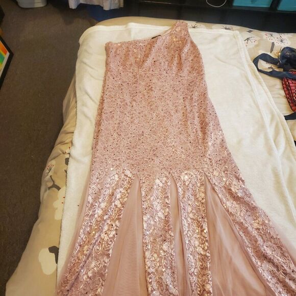 Sz XL One Shoulder Pink, Sparkle, Gown - Princess, Halloween, Formal, Party Long - Picture 15 of 16